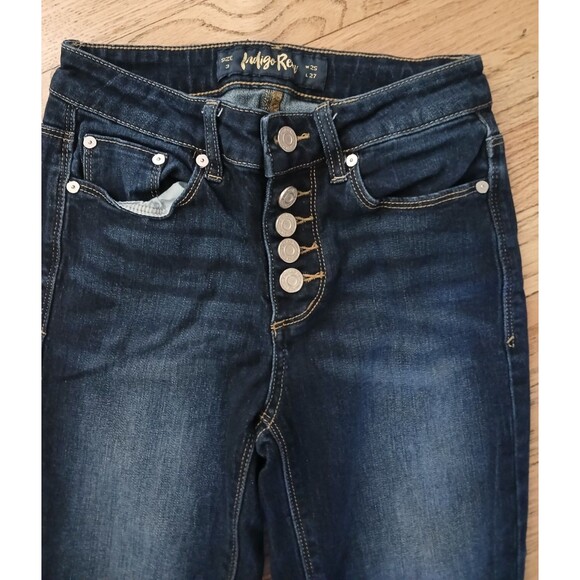 Indigo Rein Women's Button Fly Dark Wash Jeans Size 3 Pockets Stretch - Picture 3 of 13